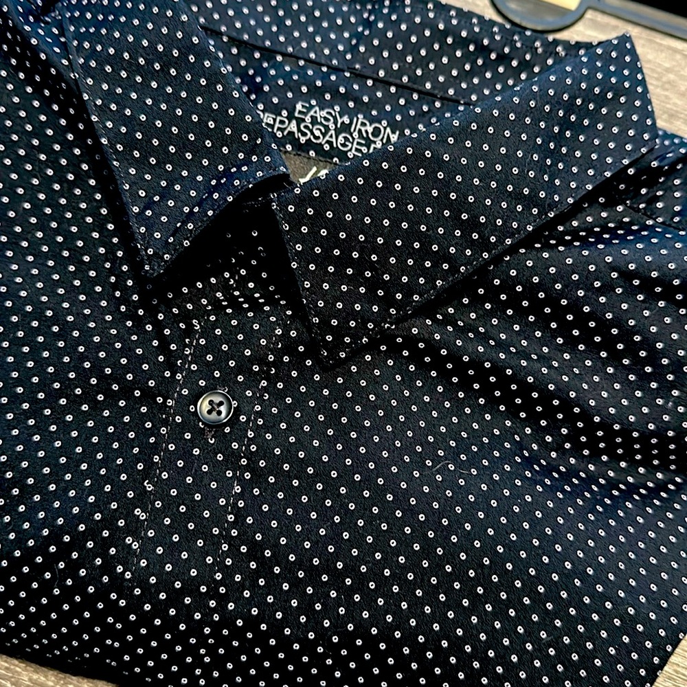 H&M Slimfit Coupe Serree - Blue Patterened Long Sleeve Button Down Size 2XL